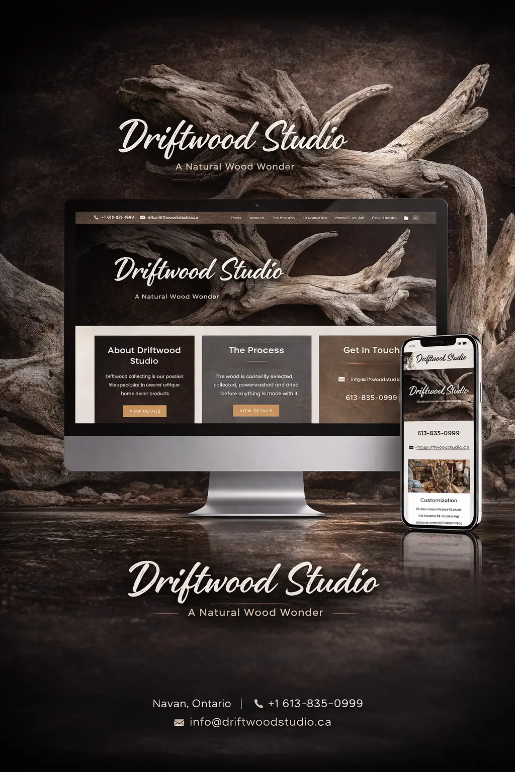 Driftwood Studio eCommerce Website Design Driftwood Studio eCommerce website displayed on desktop and mobile devices